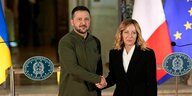 Die italienische Ministerpräsidentin Giorgia Meloni und Wolodymyr Selenskyj bei ihrem Treffen in Rom