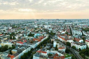 Luftaufnahme von den Häusern in Kreuzberg