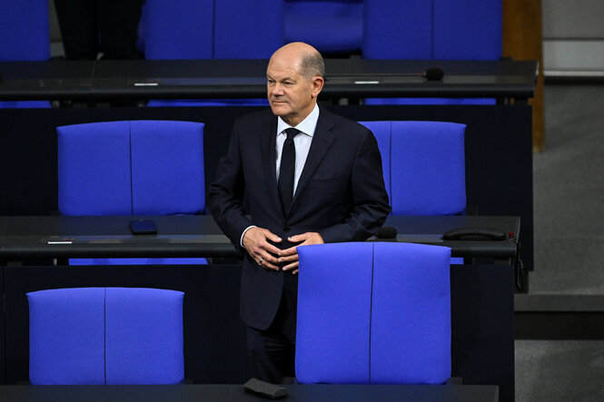 Kanzler Olaf Scholz im Bundestag.