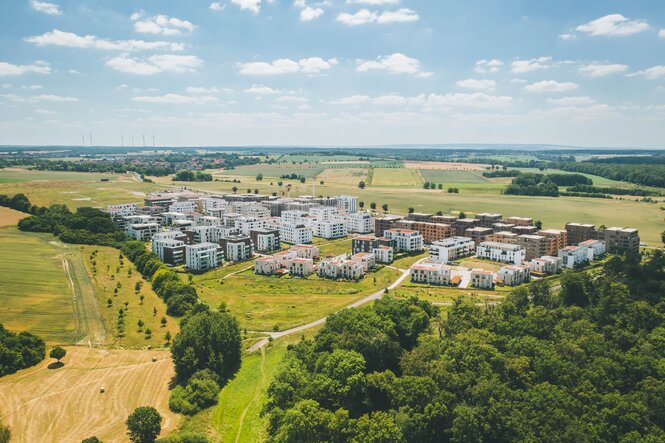 Lufaufnahme Neubaugebiet im Grünen