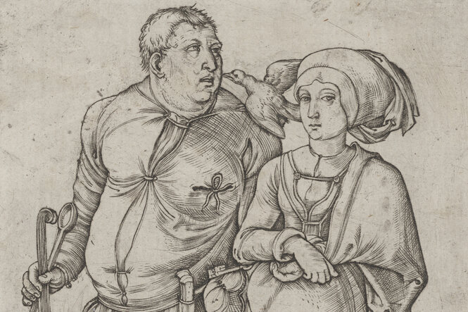 Ein Mann und eine Frau in einem Kupferstich von Albrecht Dürer