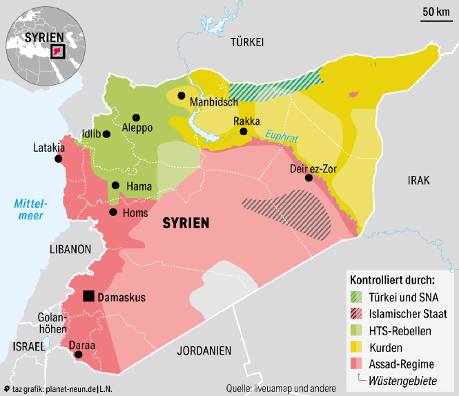 Karte von Syrien und angrenzenden Ländern