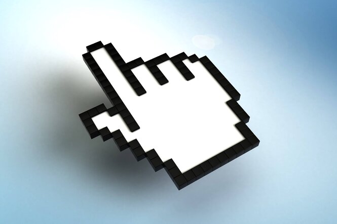 Cursor-Hand vor grauem Hintergrund