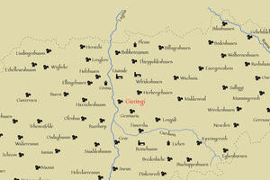 Eine Karte mit Ortsnamen rund um Göttingen