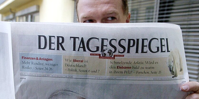 Der Schriftzug Tagesspiegel auf einer Zeitung