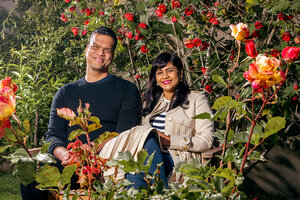 Sriram Krishnan und Aarthi Ramamurthy strahlen im Rosengarten