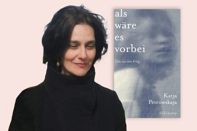 Das Bild zeigt eine Collage von Katja Petrowskaja und ihrem Buch