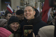 Karol Nawrocki bei einer Demonstration von polnischen Bauern in Warschau