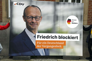 Friedrich Merz auf einem Plakat von campact mit der Aufschrift 