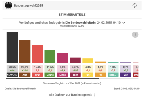 Balkengrafik mit den Zweitstimmen