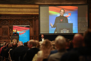 Alice Weidel spricht bei der Veranstaltung „Fraktion im Dialog“ im Großen Festsaal im Hamburger Rathaus.