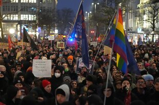 Demo gegen den Auftritt von Alice Weidel im Hamburger Rathaus