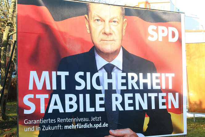 Wahlplakat von Olaf Scholz.