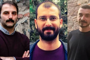 Die festgenommenen Journalisten, v.l.n.r.: Berkant Gültekin, Ugur Koc und Yasar Gödkemir