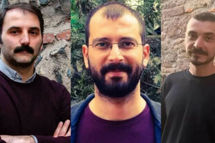 Die festgenommenen Journalisten, v.l.n.r.: Berkant Gültekin, Ugur Koc und Yasar Gödkemir