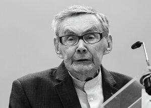 Marian Turski, Holocaust-Überlebender und Präsident des Internationalen Auschwitz Komitees, spricht während einer Gedenkfeier zum Europäischen Holocaust-Gedenktag