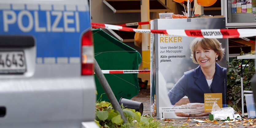 Wahlkampfstand an dem Henriette Reker niedergestochen wurde.