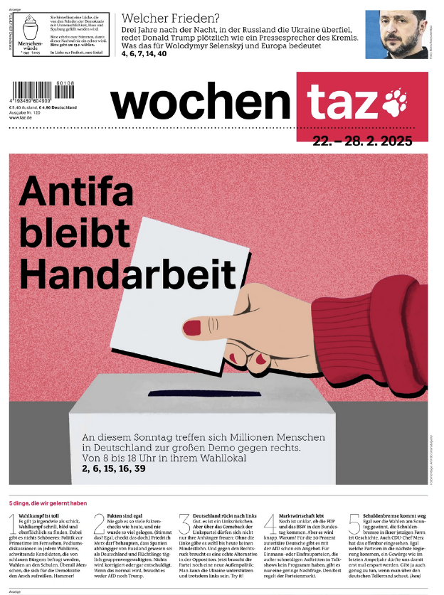 Titelseite der wochentaz am Wahlwochenende