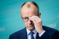 Friedrich Merz bei einer Pressekonferenz.