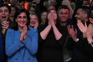 Katharina Fegebank (Grünen) bei einer Wahlparty.