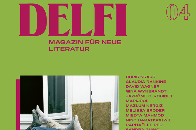 Das Cover der vierten Delfi-Ausgabe in grün und roter Schrift mit einem Bild von Wolfgang Tillmans