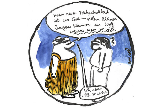 Ein bunter cartoon zum modethema cord