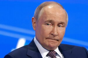 Der russische Präsident Wladimir Putin nimmt am Jahreskongress der Russischen Union der Industriellen und Unternehmer teil.