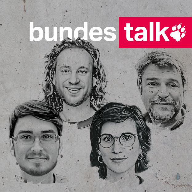 Köpfe von Konrad Litschko, Dinah Riese, Bernd Pickert und Frederik Eikmanns