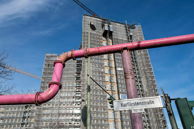 Bauarbeiten an einem Haus in der Kurfürstenstraße