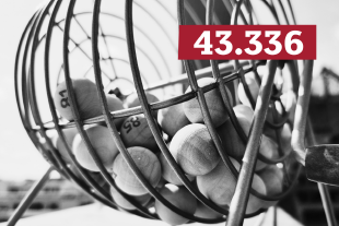 Schwarz-weiß Nahaufnahme von einem Bingorad. In der unteren linken Ecke steht in weißer Schrift auf rotem Balken die aktuelle Anzahl unserer Unterstützer:innen: 43.336.
