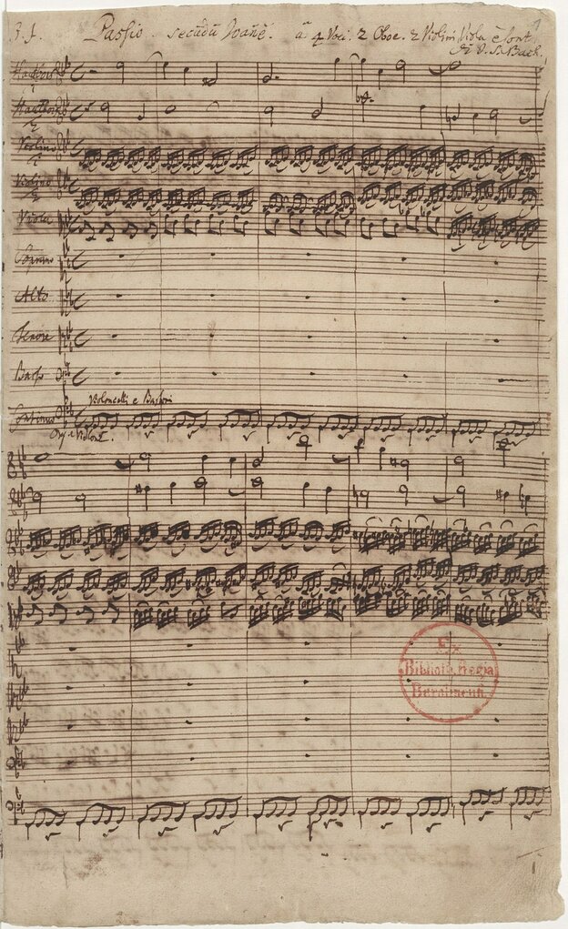 Autograph der ersten Seite der Johannes-Passion von Johann Sebastian Bach