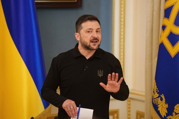 Wolodymyr Selenskyj auf einer Pressekonferenz