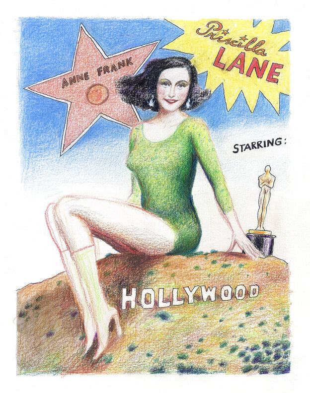 Anne Frank als Filmstar und Postergirl in Hollywood gezeichnet