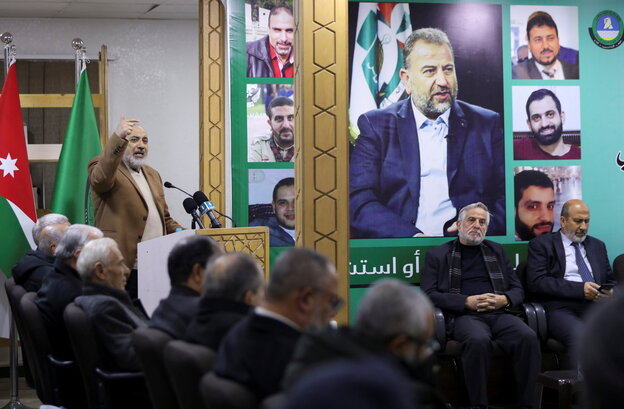 Abdul Hamid Thunaibat von der Muslimbruderschaft in Jordanien bei einer Veranstaltung im Januar 2024