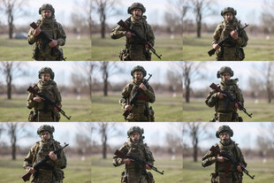 Ein Kombinationsbild zeigt junge Rekruten der ukrainischen Armee
