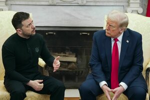 US-Präsident Donald Trump (r) trifft den ukrainischen Präsidenten Wolodymyr Selenskyj im Oval Office des Weißen Hauses