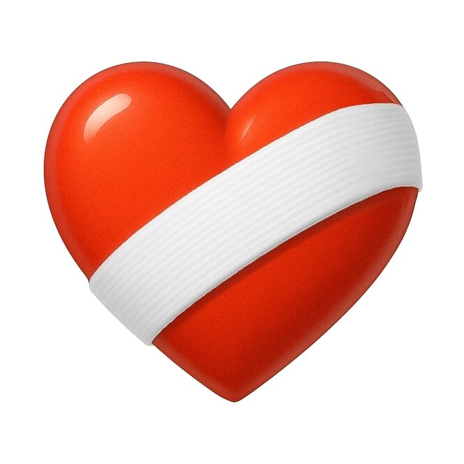 Ein Emoji-Herz, das mit einem Verband umwickelt ist