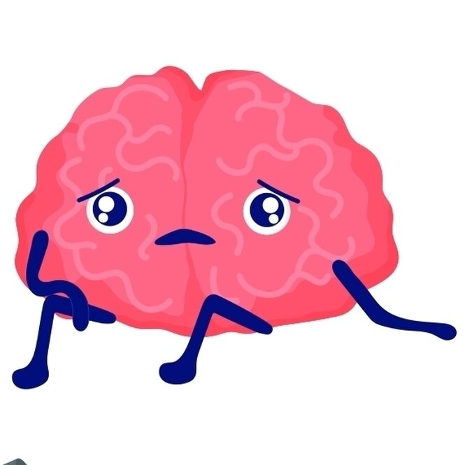 Ein Emoji, das aussieht wie ein trauriges Gehirn