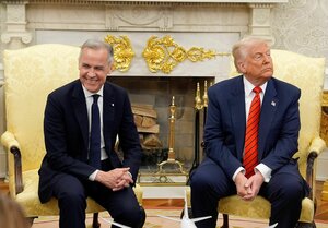 US-Präsident Donald Trump (r) trifft den kanadischen Premierminister Mark Carney im Weißen Haus.