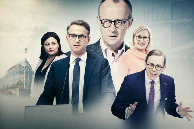 Fotomontage von CDU-Politikern auf einem Plakat