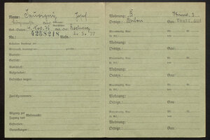 Auszug aus der NSDAP-Zentralkartei zu Josef Sauvigny