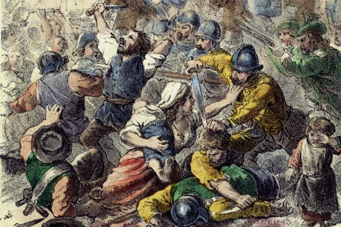 Die historische Darstellung einer Schlacht wahrend der Bauernkriege 1524/25