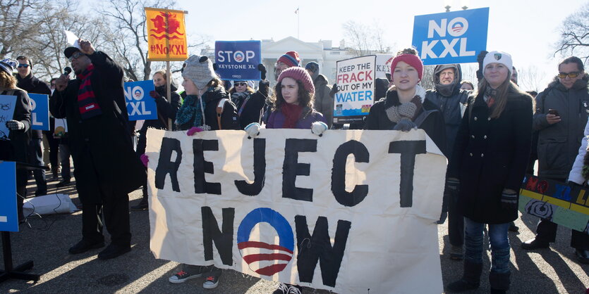 Protestaktion gegen den Bau der Keystone XL-Pipeline.