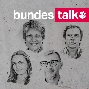 Köpfe von Lisa Schneider, Sabine am Orde, Ulrich Gutmair und Stefan Reinecke