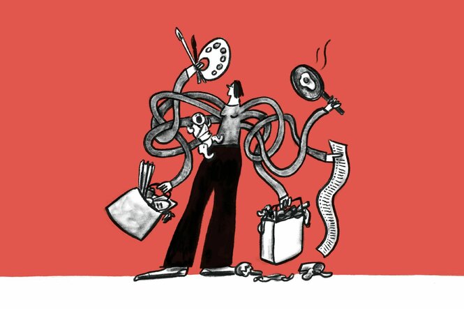 Illustration einer Frau it vielen Armen