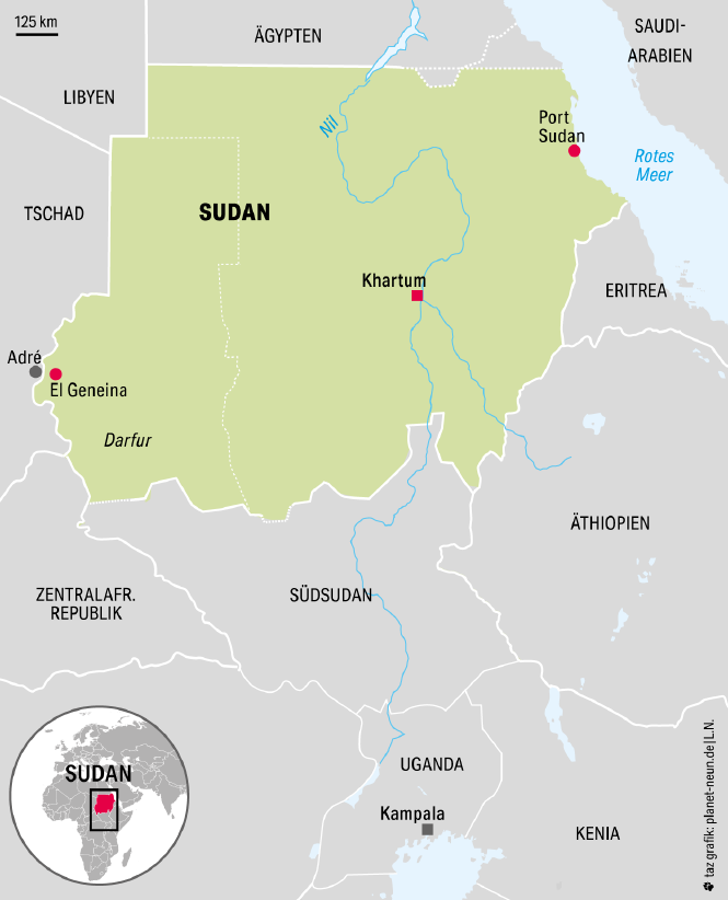 Eine Karte von Sudan