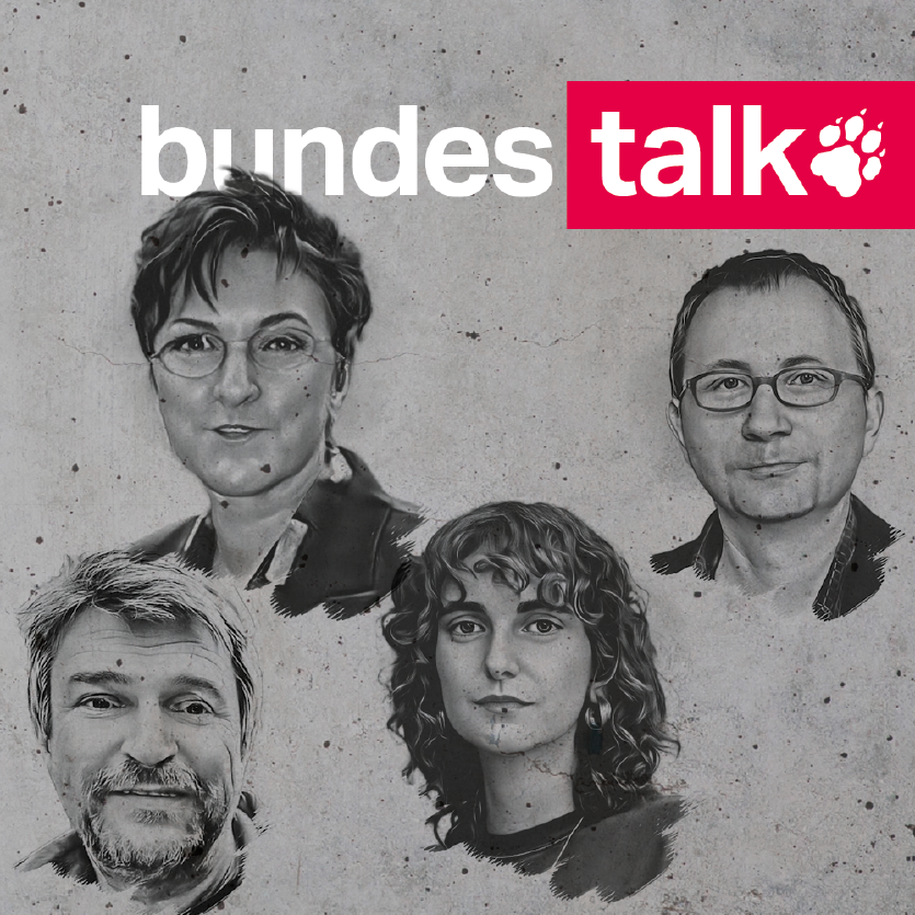 Köpfe von Bernd Pickert, Gabriele Lesser, Anastasia Zejneli und Eric Bonse