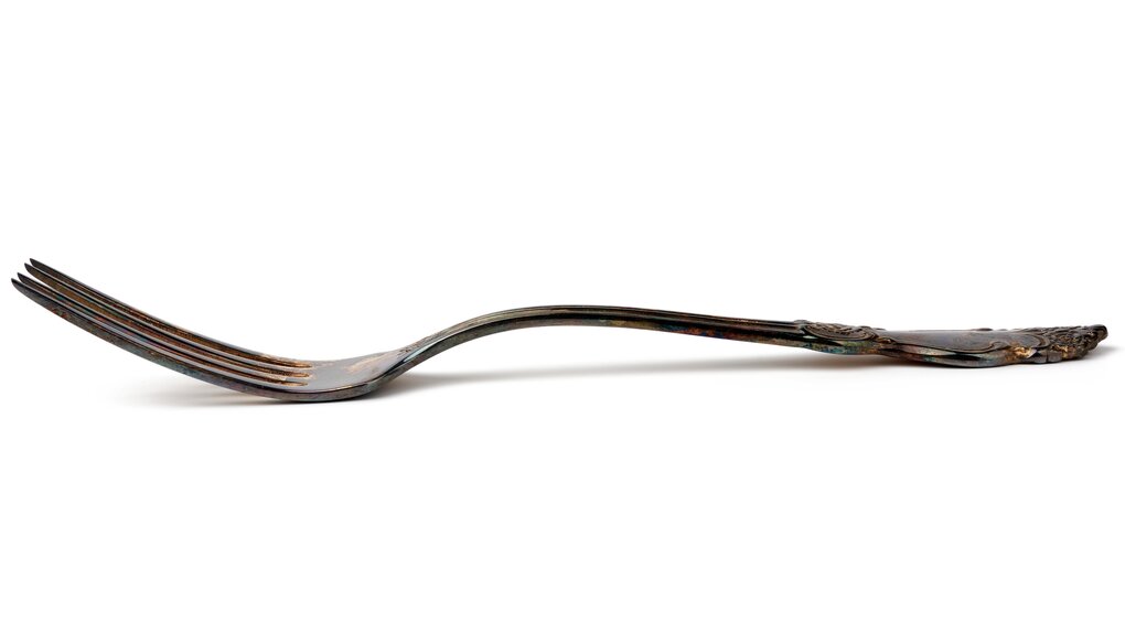 Eine silberne Gabel