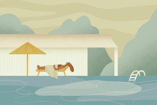Illustration einer Person in einem Freibad.