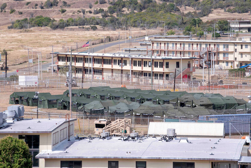 Neu errichtete Zelte für inhaftierte Migranten auf dem US-Marinestützpunkt Guantanamo Bay in Guantanamo Bay, Kuba, 21. 2.2025